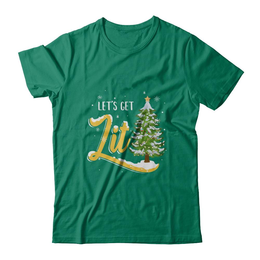 Let's Get Lit Funny Christmas Tree Drinking Beer-T-Shirt & Sweatshirt-Classic T-Shirt-Kelly Green