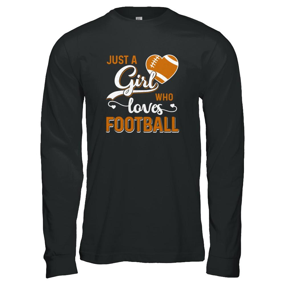 Just A Girl Who Loves Football-T-Shirt & Tank Top-Long Sleeve T-Shirt-Black