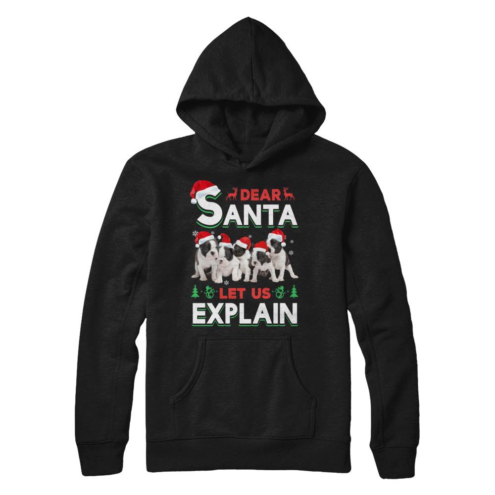 Dear Santa Funny Pit bull Puppies Christmas Gift-T-Shirt & Hoodie-Pullover Hoodie-Black