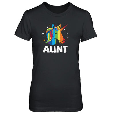 LGBT Pride Lesbian Gay Proud Aunt Unicorn-T-Shirt & Tank Top-Women's T-Shirt-Black