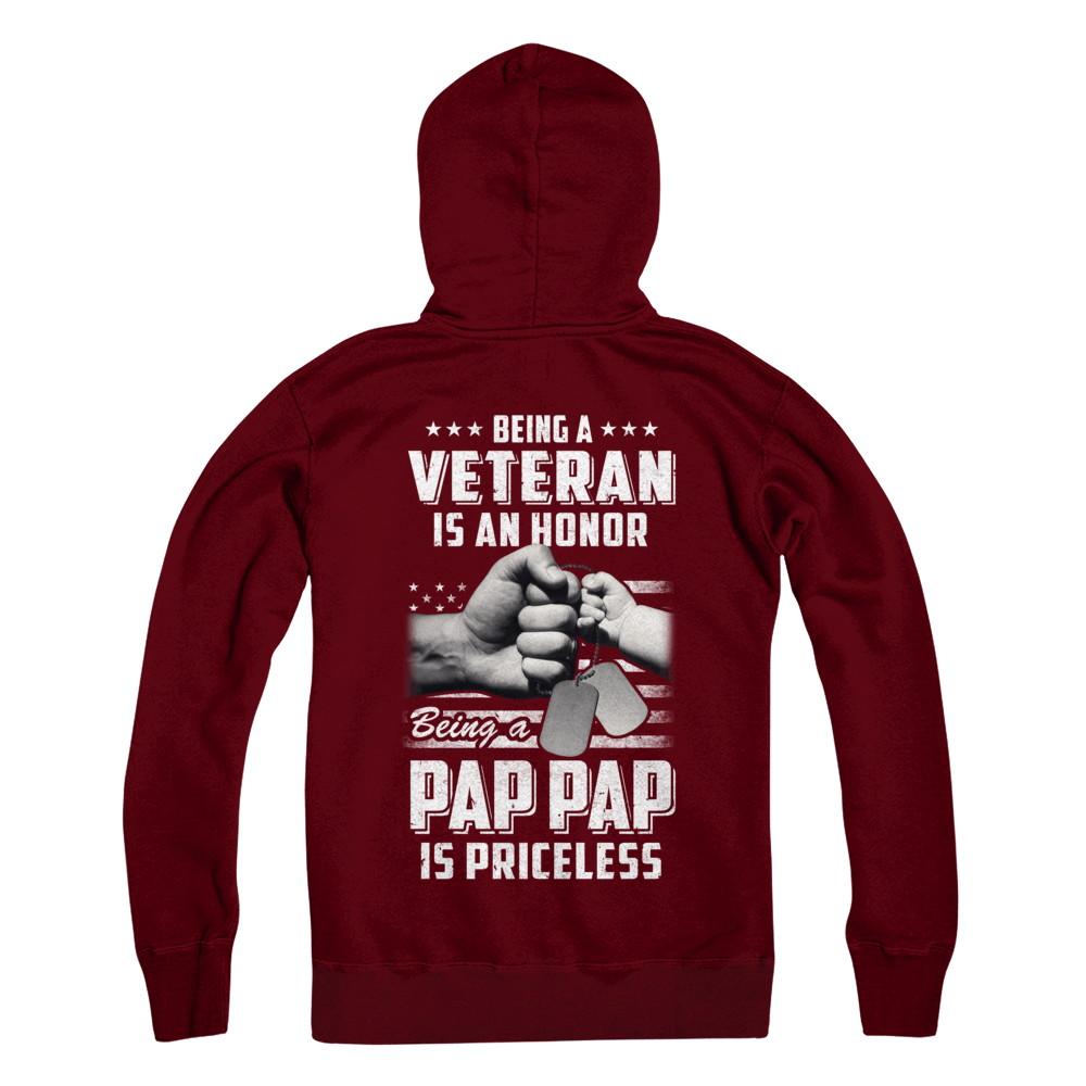 Being A Veteran Is An Honor Being A Pap Pap Is Priceless-T-Shirt & Hoodie-Pullover Hoodie-Maroon
