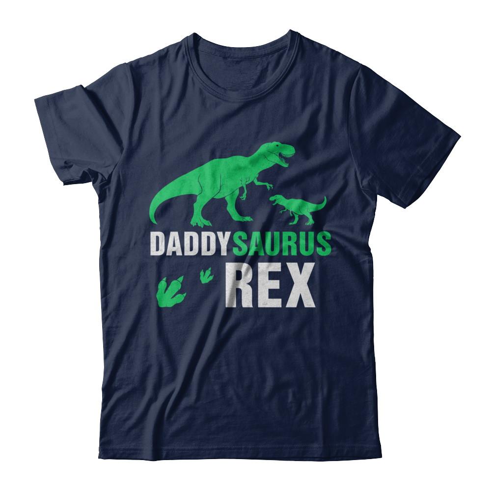 Funny Fathers Day Gift Daddysaurus Dinosaur Rex-T-Shirt & Hoodie-Classic T-Shirt-Navy