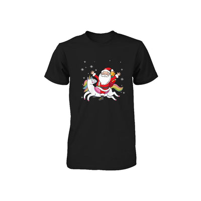 Santa Riding Unicorn Christmas Kids Girls Women Xmas Youth-Youth Shirt-Toddler T-Shirt-Black