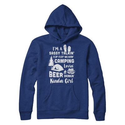 Sassy Talking Flip-Flop Camping Beer Kinda Girl-T-Shirt & Hoodie-Pullover Hoodie-Deep Royal