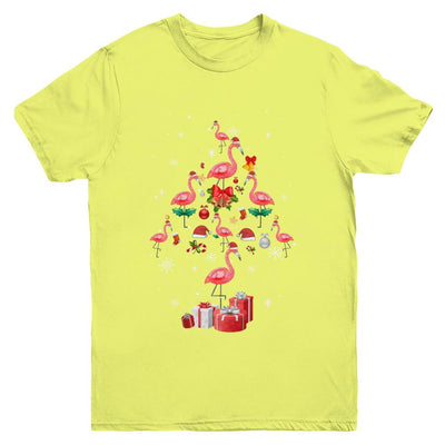 Santa Flamingo Christmas Tree Gift Youth-Youth Shirt-Youth T-Shirt-Daisy