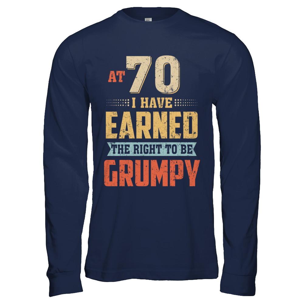 Vintage The Right To Be Grumpy 70th 1951 Birthday Gift-T-Shirt & Hoodie-Long Sleeve T-Shirt-Navy