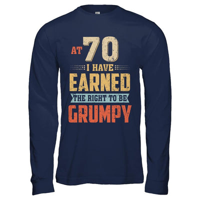 Vintage The Right To Be Grumpy 70th 1951 Birthday Gift-T-Shirt & Hoodie-Long Sleeve T-Shirt-Navy