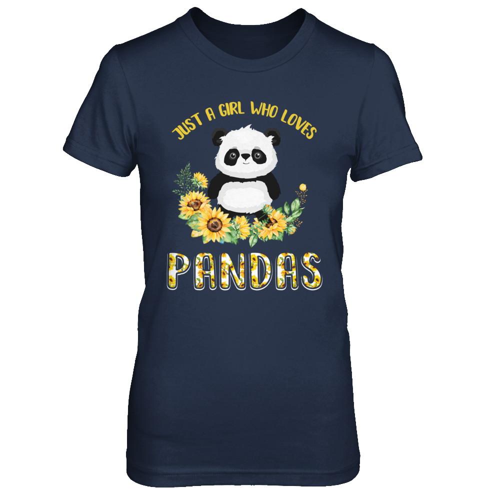 Just A Girl Who Loves Pandas And Sunflowers-T-Shirt & Hoodie-Women's T-Shirt-Navy