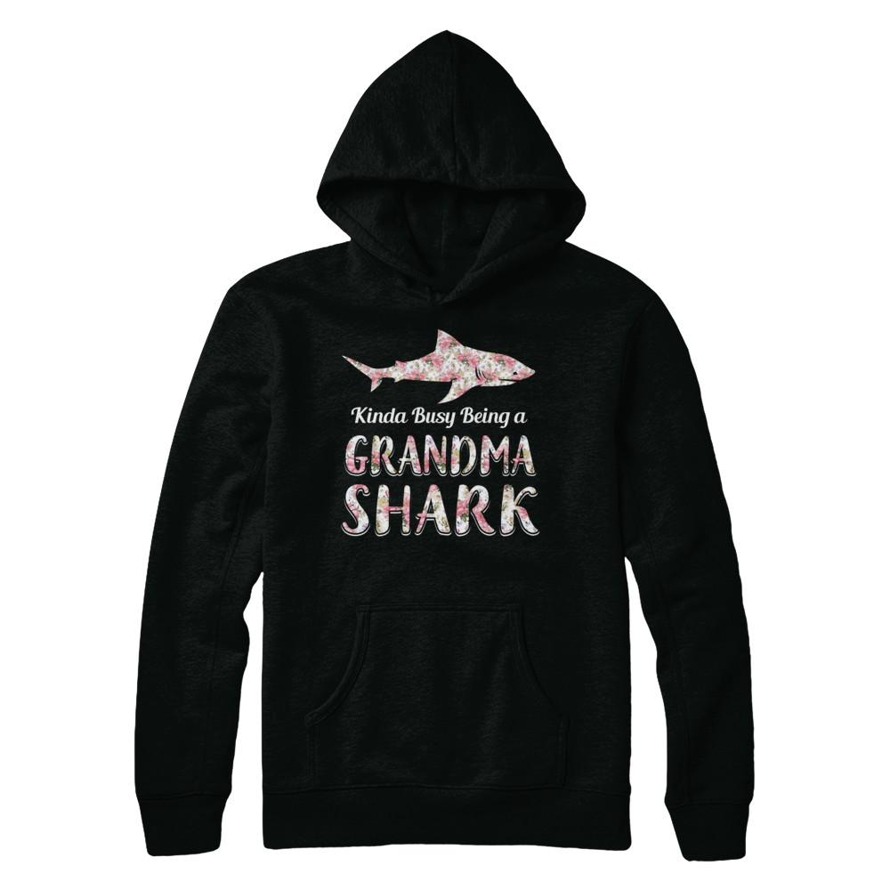 Grandma Shark Kinda Busy Being A Grandmashark-T-Shirt & Hoodie-Pullover Hoodie-Black