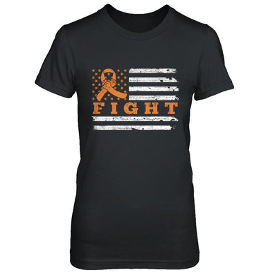 Fight Orange Ribbon US Flag Multiple Sclerosis Awareness-T-Shirt & Hoodie-Women's T-Shirt-Black