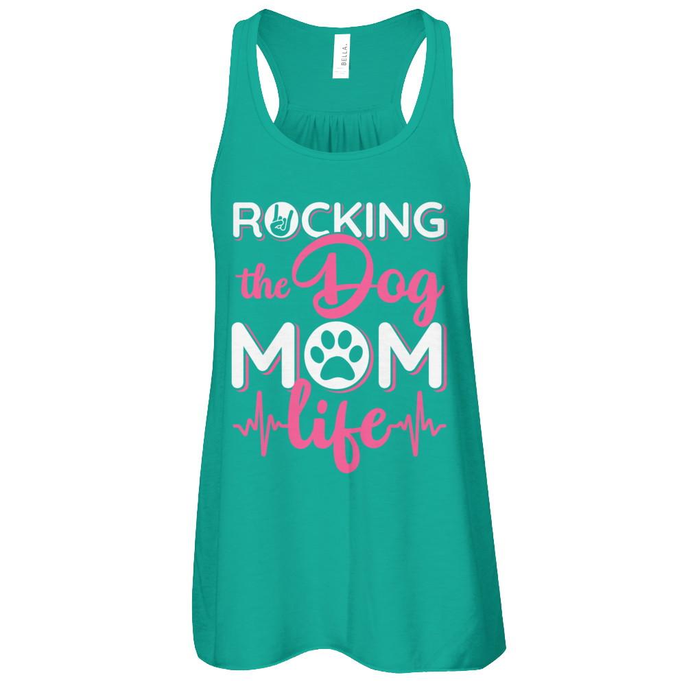 Rocking The Dog Mom Life-T-Shirt & Tank Top-Women's Flowy Racerback Tank-Kelly