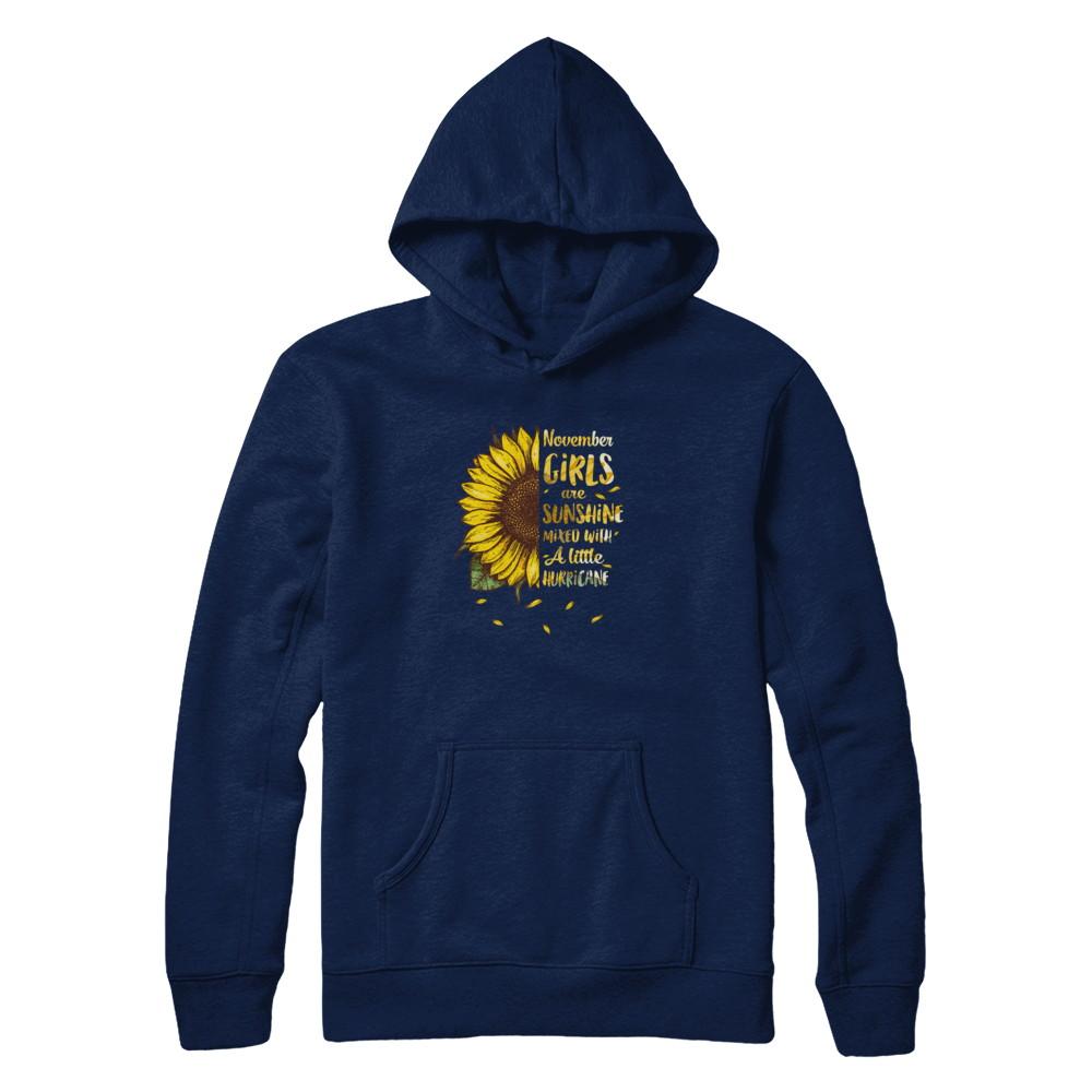 November Girls Are Sunshine Mixed With A Little Hurricane-T-Shirt & Tank Top-Pullover Hoodie-Navy