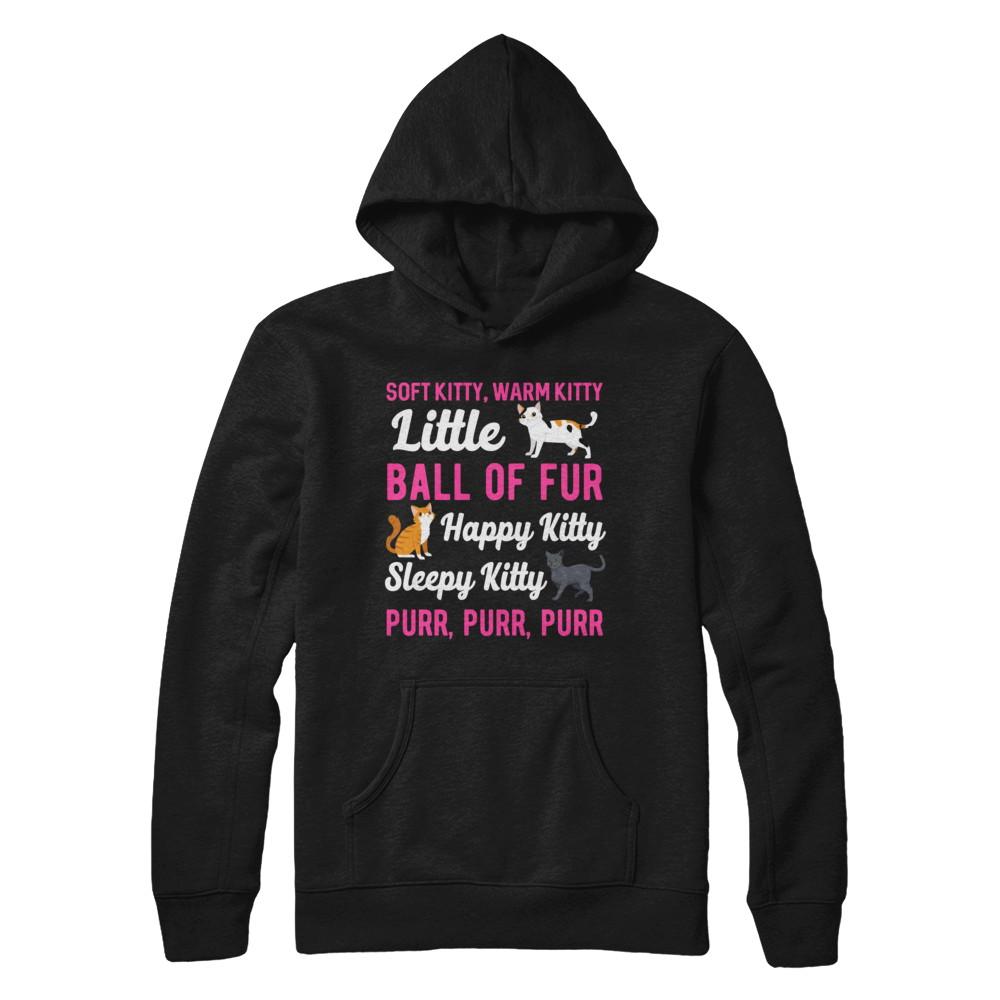 Soft Warm Little Ball Of Fur Happy Sleepy Kitty Cat-T-Shirt & Hoodie-Pullover Hoodie-Black