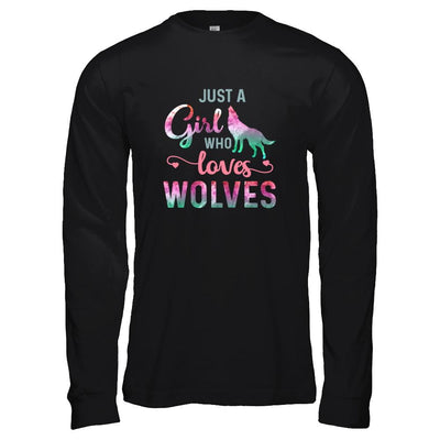 Just A Girl Who Loves Wolves Wolf Lover-T-Shirt & Tank Top-Long Sleeve T-Shirt-Black