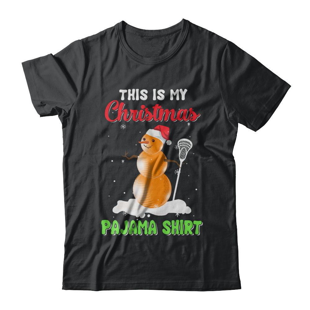 This Is My Christmas Pajama Xmas Snowman Lacrosse-T-Shirt & Sweatshirt-Classic T-Shirt-Black