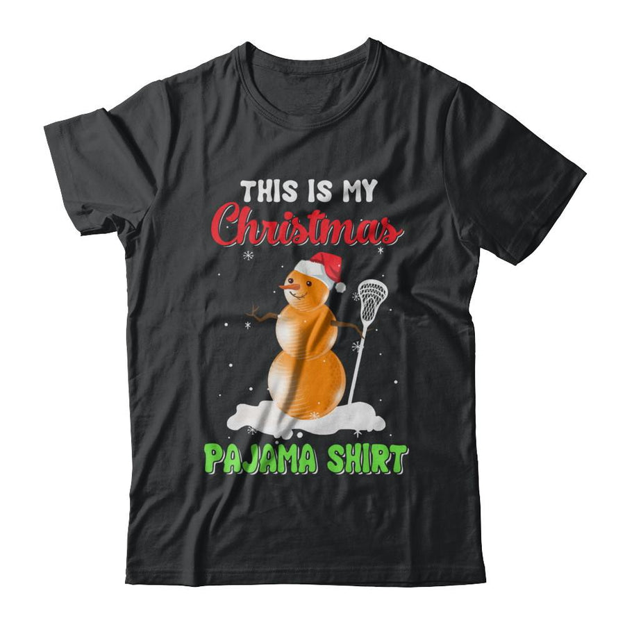 This Is My Christmas Pajama Xmas Snowman Lacrosse-T-Shirt & Sweatshirt-Classic T-Shirt-Black