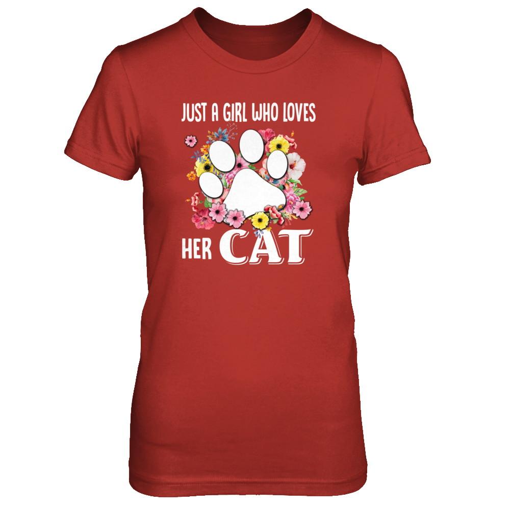 Just A Girl Who Loves Her Cat-T-Shirt & Tank Top-Women's T-Shirt-Red