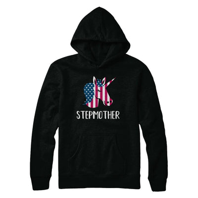 Patriotic Stepmother Unicorn Americorn 4Th Of July-T-Shirt & Hoodie-Pullover Hoodie-Black