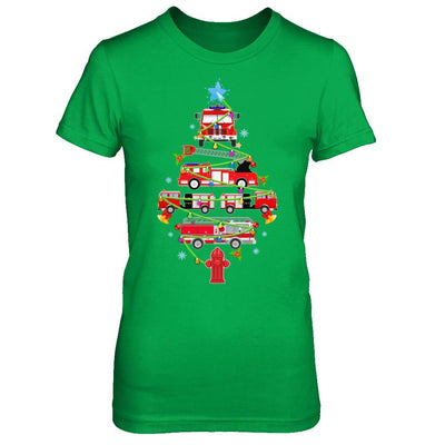 Firefighter Truck Christmas Tree Ornament Decor Gift-T-Shirt & Sweatshirt-Women's T-Shirt-Irish Green