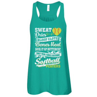 Real Girls Become Softball Players-T-Shirt & Tank Top-Women's Flowy Racerback Tank-Kelly