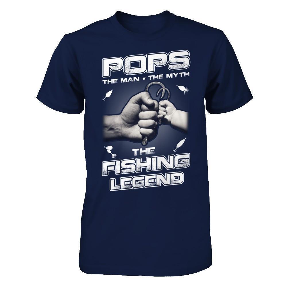 Pops The Man The Myth The Fishing Legend-T-Shirt & Hoodie-Classic T-Shirt-Navy