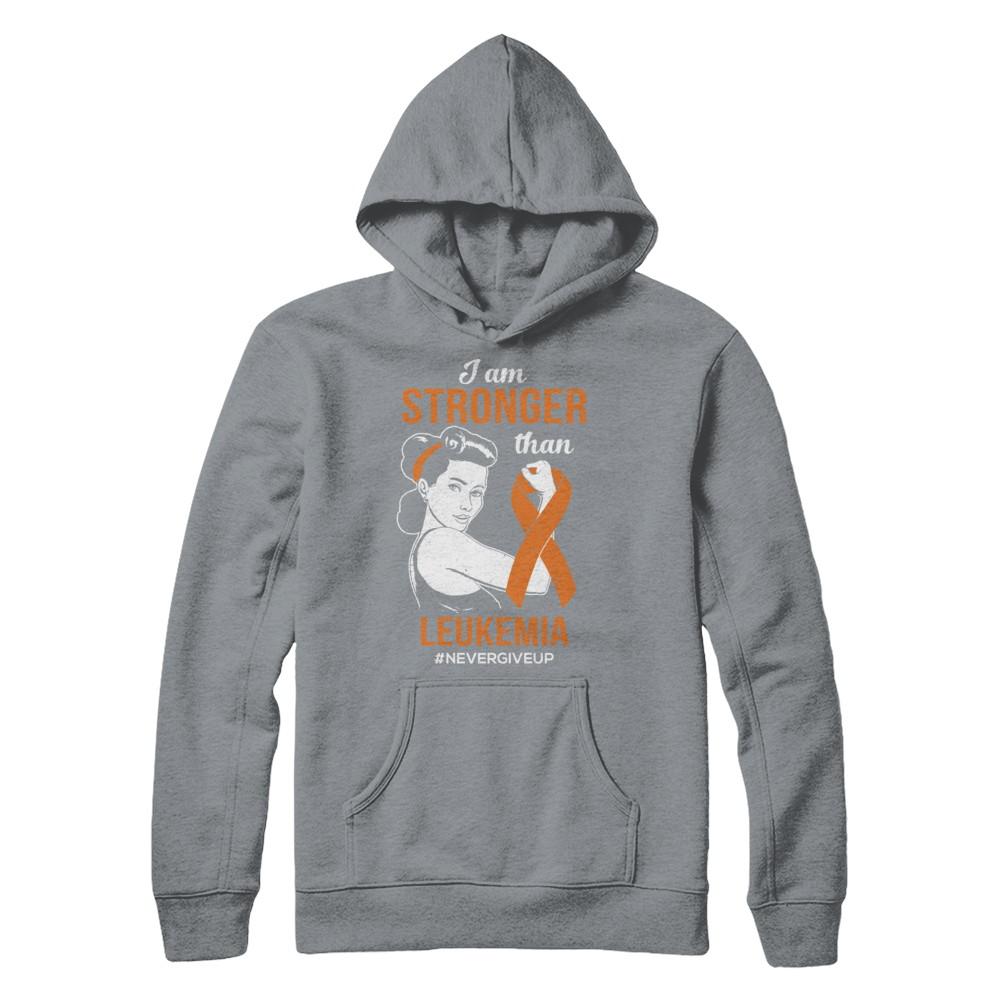 I Am Stronger Than Leukemia Awareness Support-T-Shirt & Hoodie-Pullover Hoodie-Light Steel