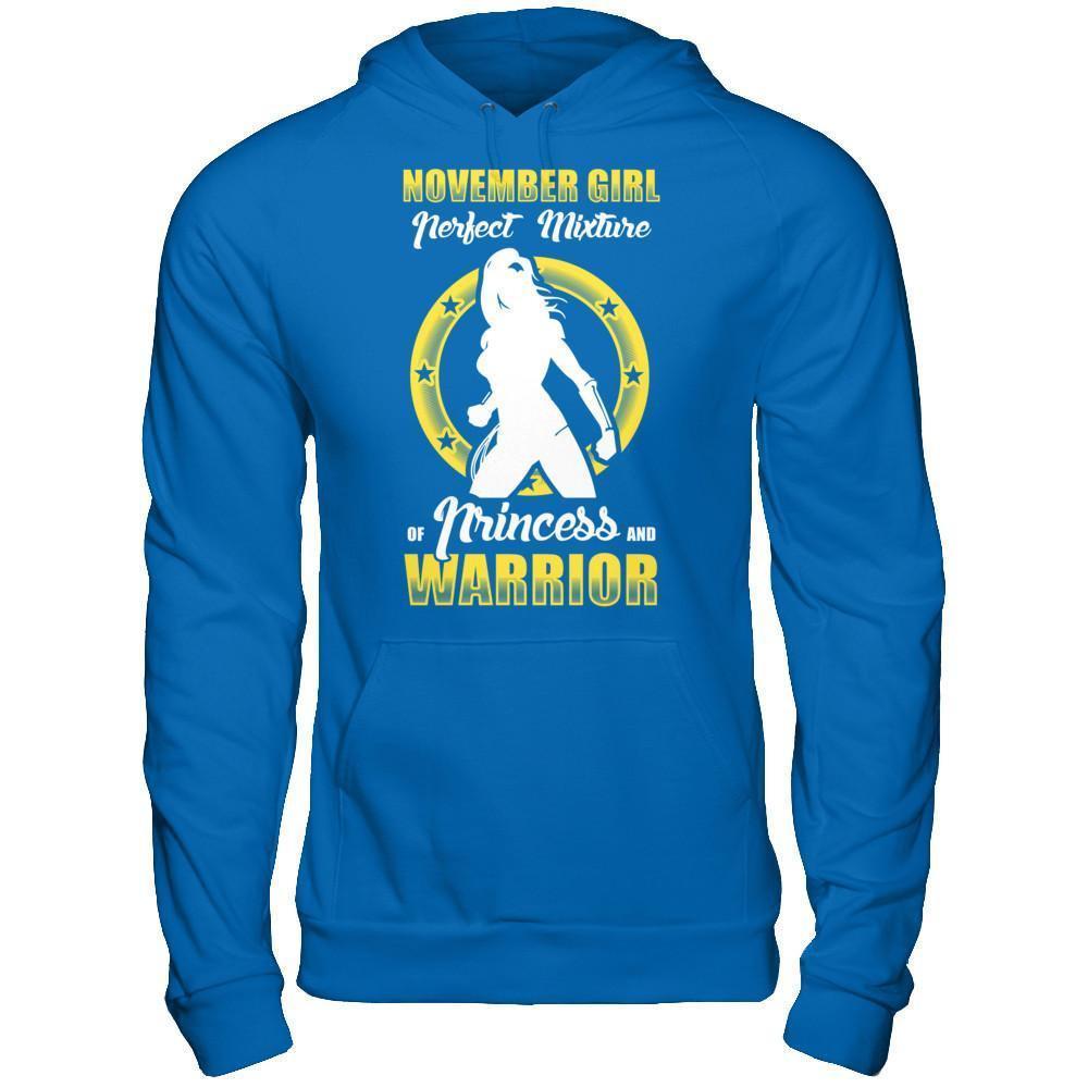 November Girl Perfect Mixture Of Princess And Warrior-T-Shirt & Hoodie-Pullover Hoodie-Royal