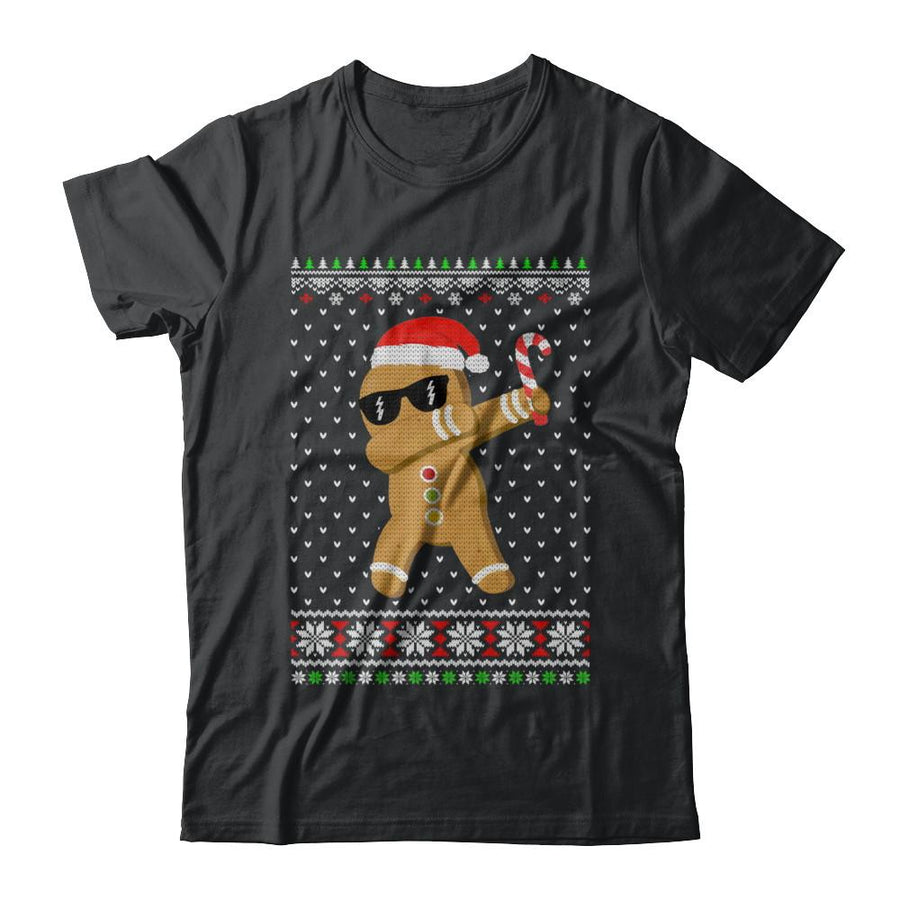 Dabbing Gingerbread Man Ugly Christmas Sweater-T-Shirt & Sweatshirt-Classic T-Shirt-Black
