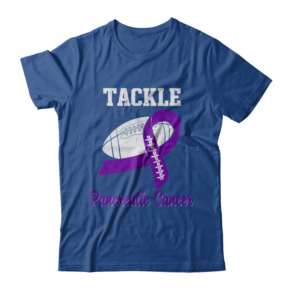 Football Survivor Tackle Purple Pancreatic Cancer Awareness-T-Shirt & Hoodie-Classic T-Shirt-Royal