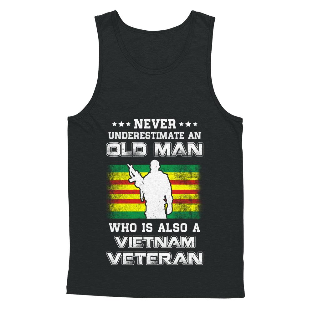Never Underestimate An Old Man Vietnam Veteran-T-Shirt & Hoodie-Unisex Tank-Black