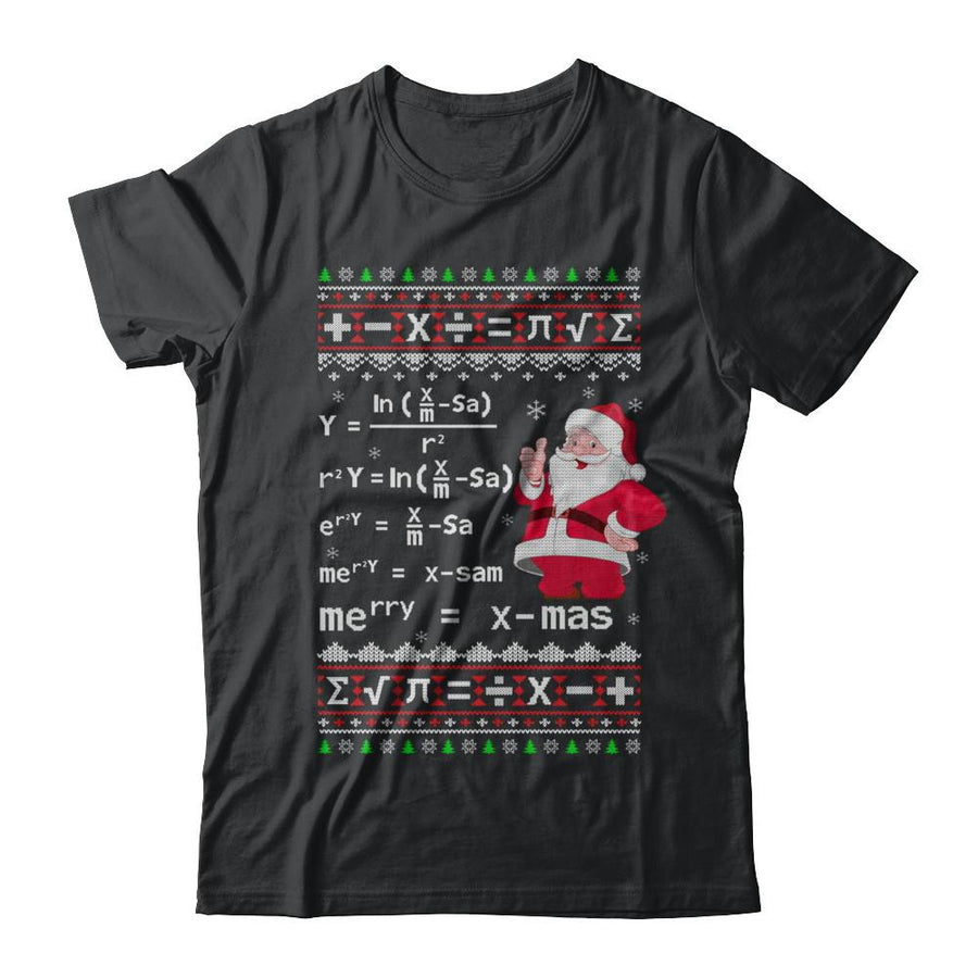 Funny Merry Xmas In Math Ugly Christmas Sweater-T-Shirt & Sweatshirt-Classic T-Shirt-Black