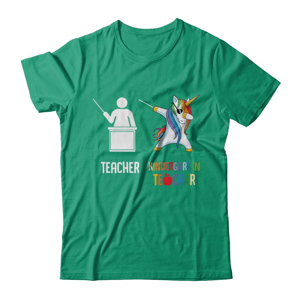 Dabbing Unicorn Kindergarten Teacher Funny Gifts Dab-T-Shirt & Hoodie-Classic T-Shirt-Kelly Green
