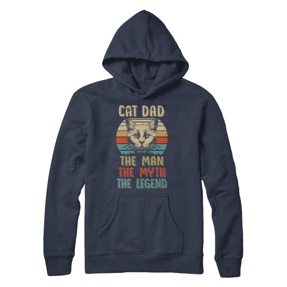 Cat Dad The Man The Myth Legend Fathers Day Gift Daddy-T-Shirt & Hoodie-Pullover Hoodie-Navy