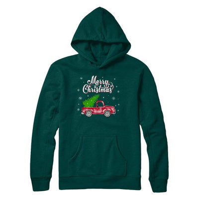 Snow Tree Truck Merry Christmas-T-Shirt & Sweatshirt-Pullover Hoodie-Deep Forest