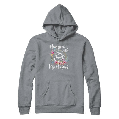 Hanging With My Heifers Flower Funny Cow Farmer-T-Shirt & Tank Top-Pullover Hoodie-Light Steel