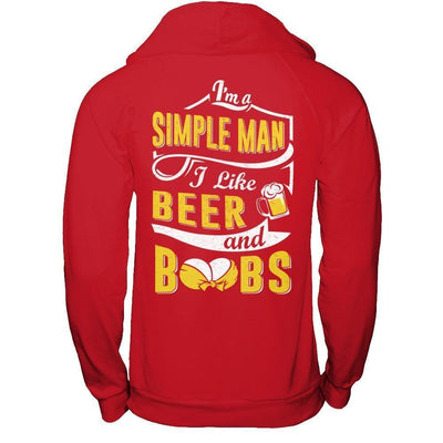 I'm A Simple Man I Like Beer And Boobs-T-Shirt & Hoodie-Pullover Hoodie-Red