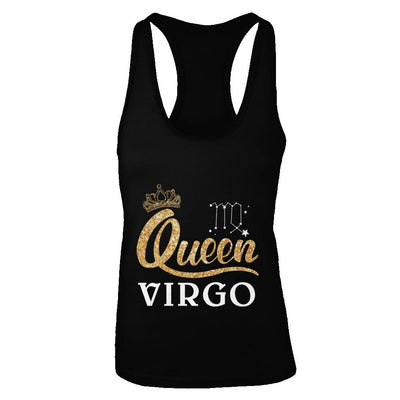 Queen Virgo Zodiac August September Birthday Gift-T-Shirt & Tank Top-Women's Ideal Racerback Tank-Black