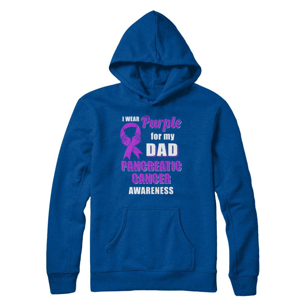 I Wear Purple For My Dad Pancreatic Cancer Son Daughter-T-Shirt & Hoodie-Pullover Hoodie-Deep Royal