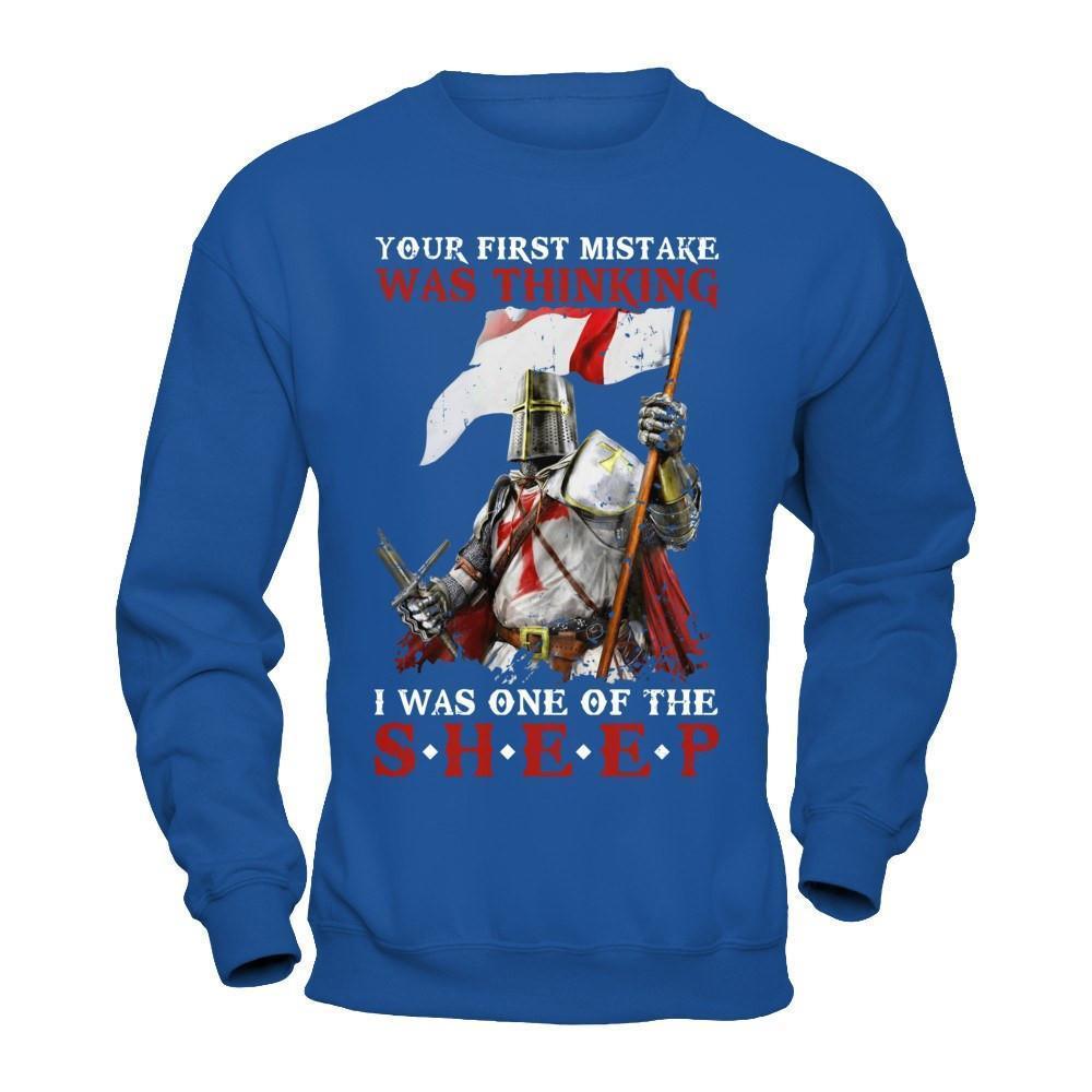 Knight Templar Your First Mistake Was Thinking I Was One Of The Sheep-T-Shirt & Hoodie-Crewneck Sweatshirt-Royal
