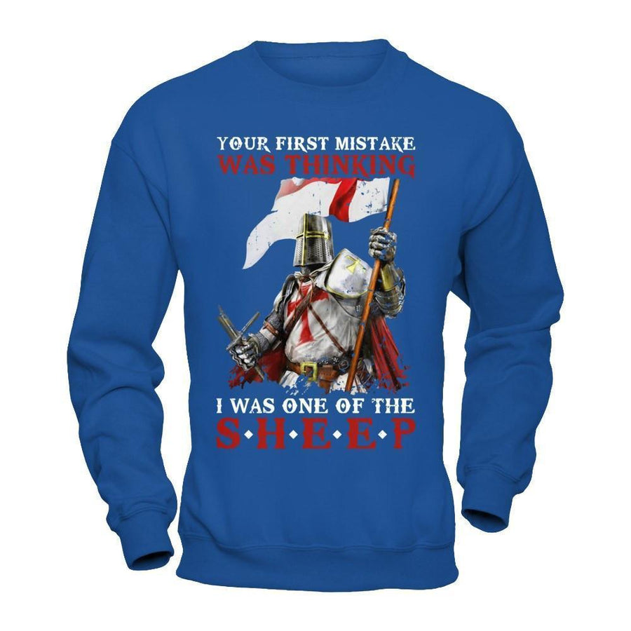 Knight Templar Your First Mistake Was Thinking I Was One Of The Sheep-T-Shirt & Hoodie-Crewneck Sweatshirt-Royal