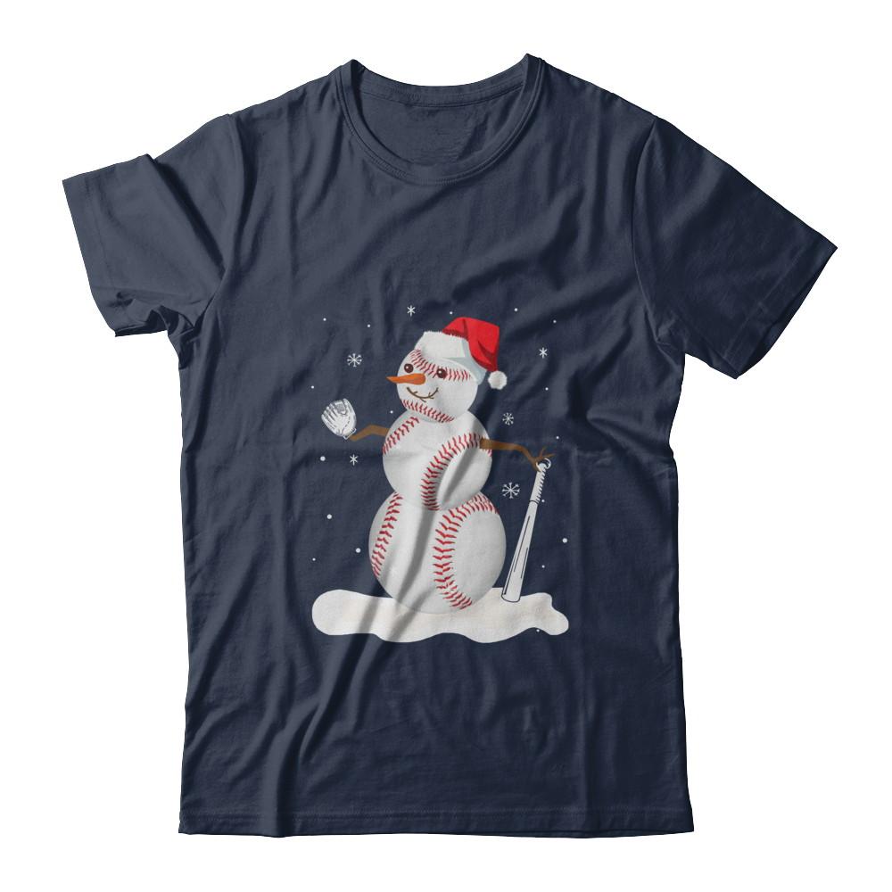 Christmas Baseball Snowman Christmas-T-Shirt & Sweatshirt-Classic T-Shirt-Navy
