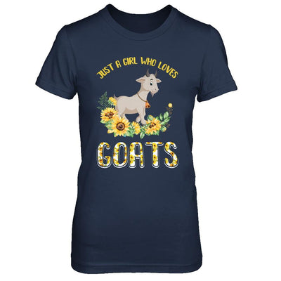 Just A Girl Who Loves Goats And Sunflowers-T-Shirt & Hoodie-Women's T-Shirt-Navy
