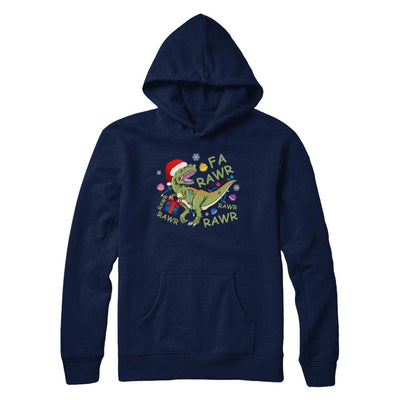 Christmas Funny Dinosaur T-Rex Claus Fa Rawr Rawr-T-Shirt & Hoodie-Pullover Hoodie-Navy