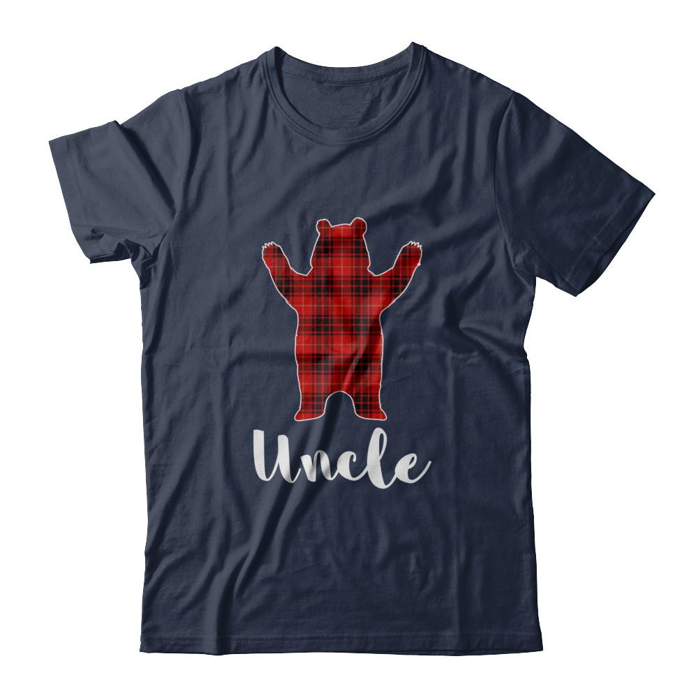 Red Uncle Bear Buffalo Plaid Family Christmas Pajamas-T-Shirt & Sweatshirt-Classic T-Shirt-Navy