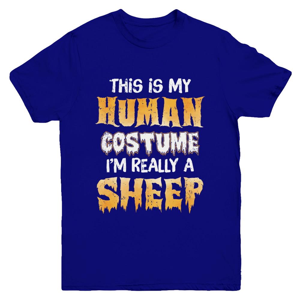 This Is My Human Costume Sheep Halloween Youth-Youth Shirt-Youth T-Shirt-Navy