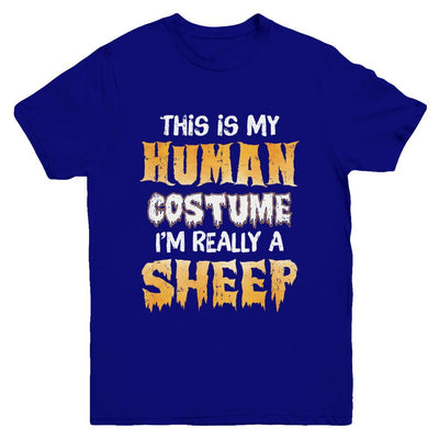 This Is My Human Costume Sheep Halloween Youth-Youth Shirt-Youth T-Shirt-Navy
