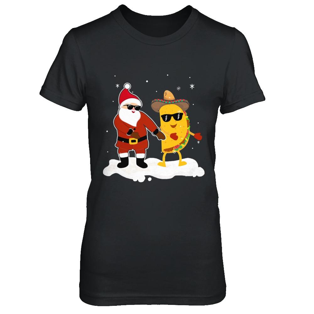 Flossing Santa Claus Taco Christmas Pajamas Gifts-T-Shirt & Sweatshirt-Women's T-Shirt-Black