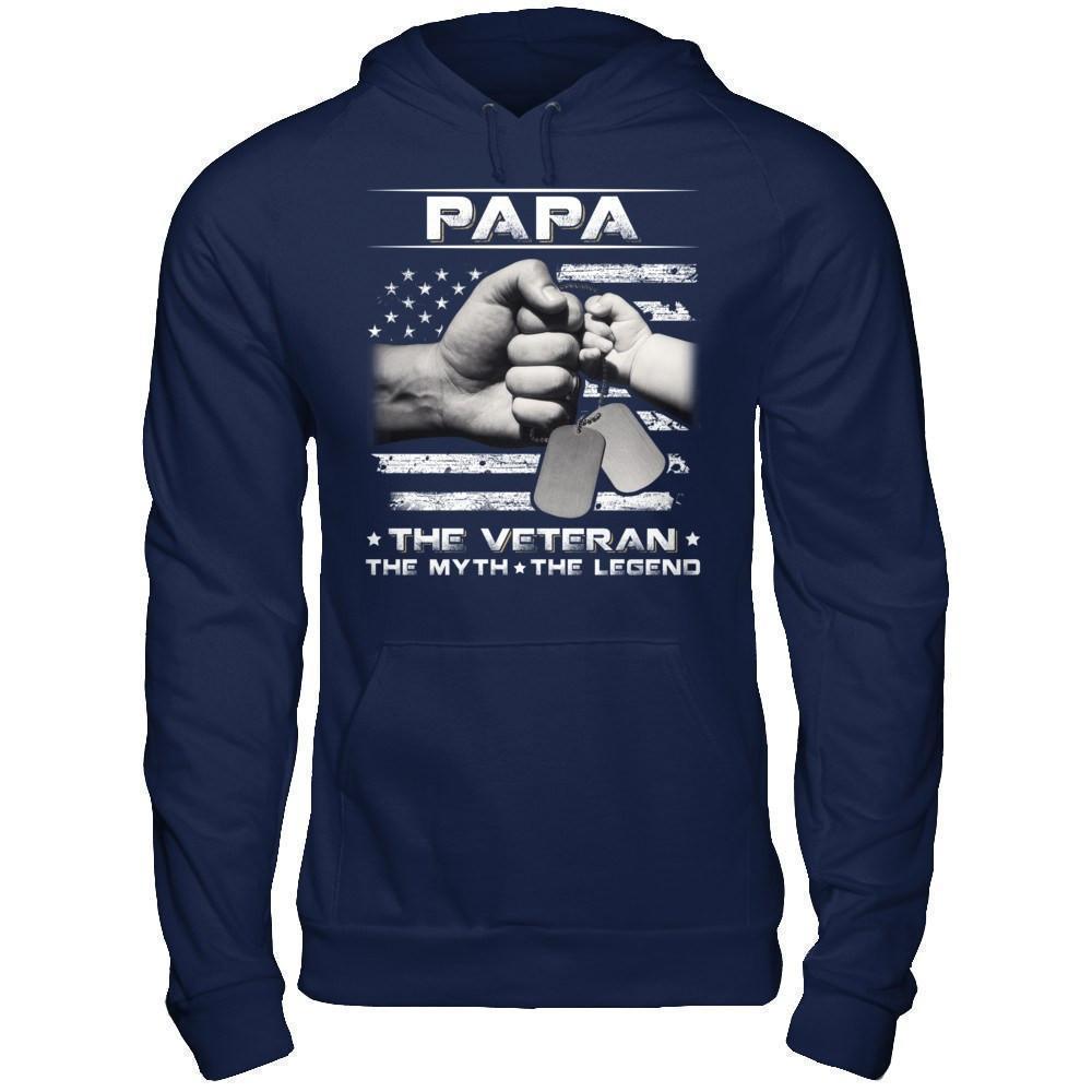 Papa The Veteran The Myth The Legend-T-Shirt & Hoodie-Pullover Hoodie-Navy