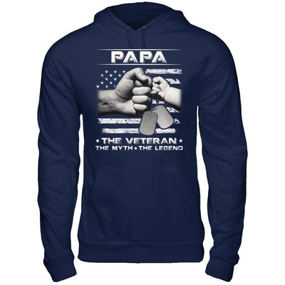 Papa The Veteran The Myth The Legend-T-Shirt & Hoodie-Pullover Hoodie-Navy