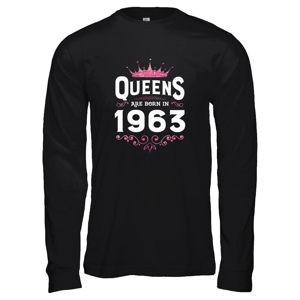 Queens Are Born In 1963 Birthday Gift-T-Shirt & Tank Top-Long Sleeve T-Shirt-Black